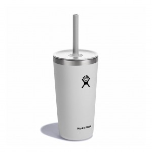 Hydro Flask 20 oz All Around™ Tumbler with Straw Lid Białe | XK4351908