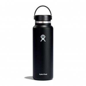 Hydro Flask 20 oz Szerokie Mouth Czarne | WN0789645