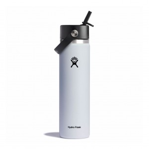 Hydro Flask 24 oz Wide Mouth with Flex Straw Cap Białe | RZ9084132