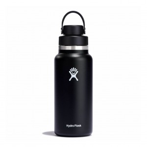 Hydro Flask 32 oz Wide Mouth with Flex Chug Cap Czarne | ZF1752804