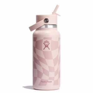 Hydro Flask 32 oz Wide Mouth with Flex Straw Cap Checkered Ecru | KR4397521