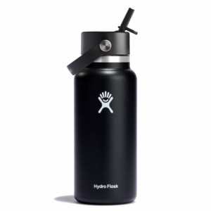 Hydro Flask 32 oz Wide Mouth with Flex Straw Cap Czarne | UG5426839