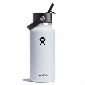 Hydro Flask 32 oz Wide Mouth with Flex Straw Cap Białe | HT6873205