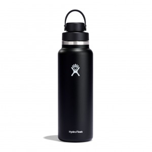 Hydro Flask 40 oz Wide Mouth with Flex Chug Cap Czarne | ZY9508173