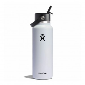 Hydro Flask 40 oz Wide Mouth with Flex Straw Cap Białe | ON4079215