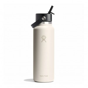 Hydro Flask 40 oz Wide Mouth with Flex Straw Cap Ivory | ON1637804
